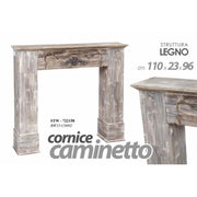 Cornice camino shabby anticato  legno cm 110 x 23 x 96 h