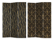 Black Decorative 3-Panel Printed Room Divider 120.6x2.5xH180.6x2.5