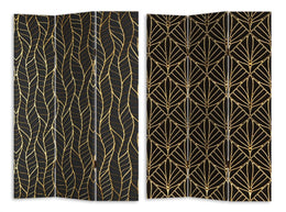 Black Decorative 3-Panel Printed Room Divider 120.6x2.5xH180.6x2.5