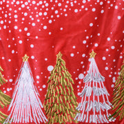 Red fabric runner with trees cm32x182x0,5