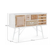 Sideboard 2 doors 2 drawers Eloise in natural wood 80h cm