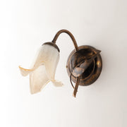 Wall lamp in iron Brown Gold with White Amber glass one light 28x h20 cm