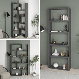 Wish extensible anthracite corner bookcase 200h