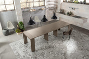 Scratch-resistant extendable console in dove gray lacquered mdf 90x42.5/302.5x76h cm
