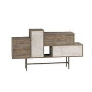Hermes sideboard in dark coffee color with marble effect doors and drawers 160 cm