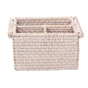 Rectangular white algarve rattan organizer 3 compartments cm20/23x15h12,5