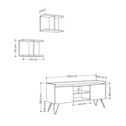 Modern TV Stand with White Doors and Shelves 56.50 cm x 125.50 cm x 33 cm