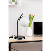 Toren black metal table lamp and glass sphere lampshade ASZ1675