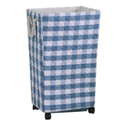 Rectangular blue fabric basket with wheels cm40x30h70