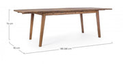 Extendable outdoor table in wood VARSAVIA 180 - 240x90x h76 cm