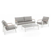 2-3 seater aluminum sofa with white Jalisco cushions
