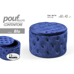 Pouf contenitore retro blu apribile cm 60
