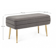 Dark gray container bench with feet 79.5 x37.5x42h cm