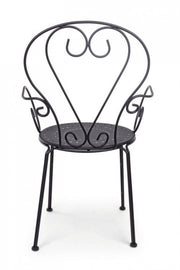 Garden chair with armrests in anthracite steel ETIENNE 49x49x h89 cm