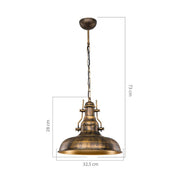 Tarus pendant lamp industrial style antique gold MDL4468