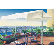 Manual double layton awning with aluminum structure and beige cover