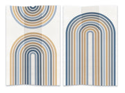Three-panel Printed Windbreak in Blue and Orange - 120.6x2.5xH180.6cm