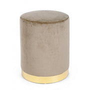 Pouf in dove gray velvet LUCILLA diameter 35x h40 cm