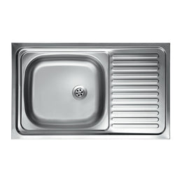 Kitchen sink with right drainer in countertop steel 50x80 cm