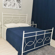 Wrought iron double bed with matt white footboard SILENE 170x202x h120 cm