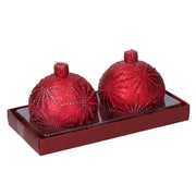 Pack of 2 pieces red sphere paraffin candle cm ø7,5h7,5