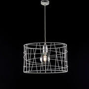 Industrial suspension chandelier in silver-white iron one light 41x h29 cm