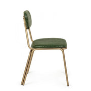 Addy modern chair in steel covered in dark green retro color
