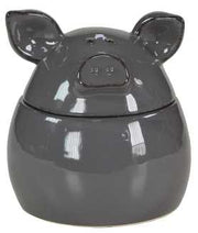 Dark gray ceramic box ca-5657 cm. 16.5 x 16.5 h 18