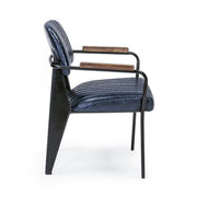 Nelly vintage style chair in eco-leather with blue armrests 84 h cm
