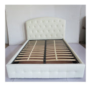 White Curved Headboard Button2 Double Bed with Storage