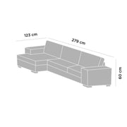 Sofa with reversible peninsula in wood and Tortora GINEPRO fabric 279x123x h60 cm