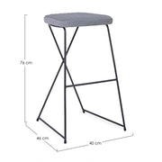 Bar stool in steel and velvet Gray KINSLEY 40x46 h76 cm