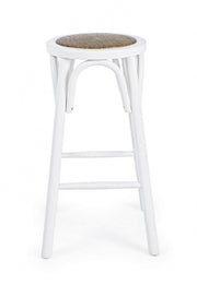 White bar stool in rustic style natural wood Ø40a - 73h