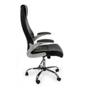 Directional office armchair in Camberra black eco-leather with armrests