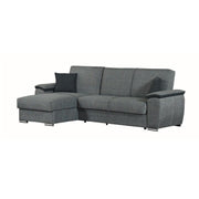 Sofa with reversible peninsula in wood and GINEPRO Gray fabric 279x123x h60 cm