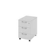 Office 3-Drawer Mobile File Cabinet with Lock, White, 40x58x55cm