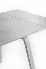 Extendable table with white marble effect stone top 140/200x80x76h cm