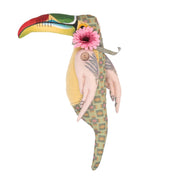 Toucan fabric puppet with flower cm30x45x11