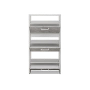 Shoe cabinet with 3 flaps white and concrete structure 61x25xh.115 cm
