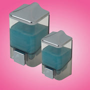Transparent and Chrome Liquid Soap Dispenser 1L - 10.5 x 10.5 x 19 cm