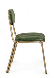 Addy modern chair in steel covered in dark green retro color