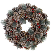 Glitter crown with natural berries and pine cones cm ø45
