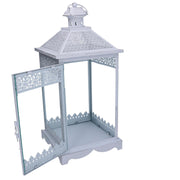 Metal lantern 1-3 matt white silver squared cm24x24h52,5
