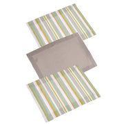 Tea towel set 3 pieces green stripe yarn-dyed cm50x70