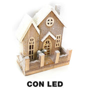 Wooden house with natural led cm26x14h30