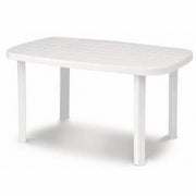Oval white resin garden table Otello 140x80x72 cm