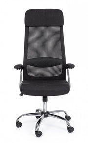 Office armchair with steel armrests in black Clarissa fabric