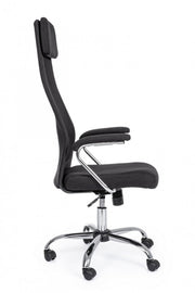 Office armchair with steel armrests in black Clarissa fabric