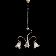 Living room chandelier in iron Ivory Gold three lights lampshades 50x h46 cm