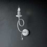 White iron applique one light shabby decoration and rhinestones 17x h32 cm